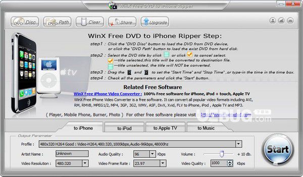 WinX Free DVD to iPhone Ripper v3.2.11.0免费版